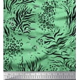 thumbnail image 1 of Soimoi Green Cotton Duck Fabric Leopard & Tiger Animal Skin Printed Fabric 1 Yard 42 Inch Wide, 1 of 3