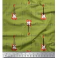 thumbnail image 1 of Soimoi Green Cotton Duck Fabric Notes & Guitar Musical Instrument Printed Craft Fabric by the Yard 56 Inch Wide, 1 of 3