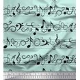thumbnail image 1 of Soimoi Green Cotton Duck Fabric Notes Musical Instrument Decor Fabric Printed Yard 42 Inch Wide, 1 of 3