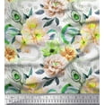 thumbnail image 1 of Soimoi Green Cotton Duck Fabric Peacock Feather & Floral Decor Fabric Printed BTY 42 Inch Wide, 1 of 1