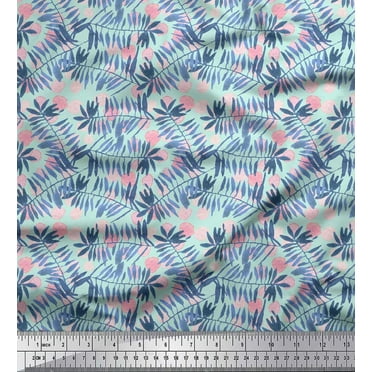 Soimoi Green Cotton Duck Fabric Pecan Leaves Print Fabric by the Yard 44 Inch Wide