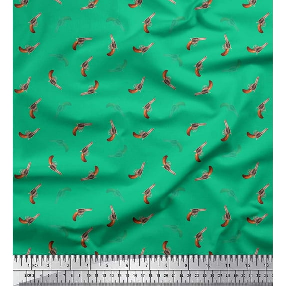 Soimoi Green Cotton Duck Fabric Print Sewing Fabric Yard 44 Inch Wide