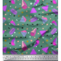 Soimoi Green Cotton Duck Fabric Pyramid & Triangle Geometric Fabric Prints By Yard 42 Inch Wide