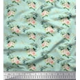 thumbnail image 1 of Soimoi Green Cotton Duck Fabric Ranunculus & Roses Floral Printed Craft Fabric by the Yard 42 Inch Wide, 1 of 3