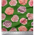 thumbnail image 1 of Soimoi Green Cotton Duck Fabric Rose Floral Printed Fabric 1 Yard 42 Inch Wide, 1 of 3