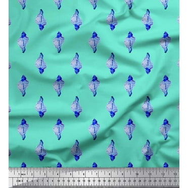 Soimoi Green Cotton Duck Fabric Shells Ocean Fabric Prints By Yard 42 Inch Wide