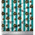 thumbnail image 1 of Soimoi Green Cotton Duck Fabric Stripe & Clematis Floral Print Fabric by Yard 42 Inch Wide, 1 of 3