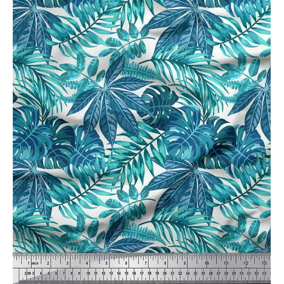 Soimoi Green Cotton Duck Fabric Tropical Leaves Decor Fabric Printed Yard 42 Inch Wide