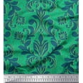 thumbnail image 1 of Soimoi Green Cotton Duck Fabric Vector Design Damask Print Fabric by the Yard 44 Inch Wide, 1 of 3
