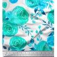 thumbnail image 1 of Soimoi Green Cotton Duck Fabric Watercolor Floral Printed Fabric 1 Yard 42 Inch Wide, 1 of 1