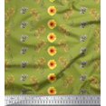 thumbnail image 1 of Soimoi Green Cotton Duck Fabric laurel leaf & Floral Print Sewing Fabric Yard 42 Inch Wide, 1 of 3