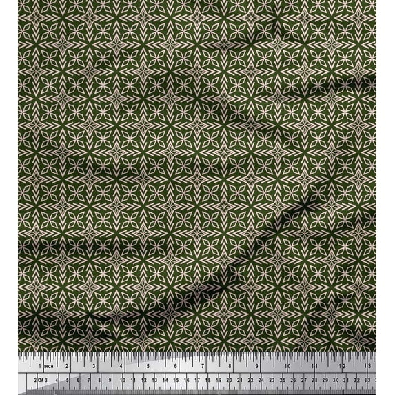 Soimoi Green Cotton Jersey Fabric Arrow & Diamond Geometric Fabric Prints By Yard 58 Inch Wide