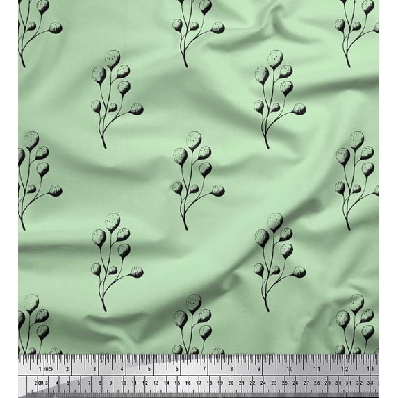 Soimoi Green Cotton Jersey Fabric Berries Fruit Print Sewing Fabric Yard 64 Inch Wide