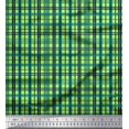 thumbnail image 1 of Soimoi Green Cotton Jersey Fabric Check Check Printed Craft Fabric by the Yard 58 Inch Wide, 1 of 3