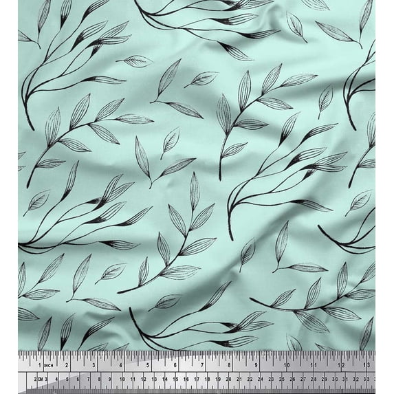 Soimoi Green Cotton Jersey Fabric Curry Leaves Decor Fabric Printed Yard 64 Inch Wide