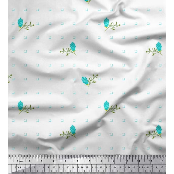 Soimoi Green Cotton Jersey Fabric Leaves & Clover Floral Printed Craft Fabric by the Yard 58 Inch Wide