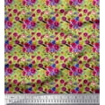 thumbnail image 1 of Soimoi Green Cotton Jersey Fabric Leaves & Ranunculus Floral Decor Fabric Printed Yard 58 Inch Wide, 1 of 3