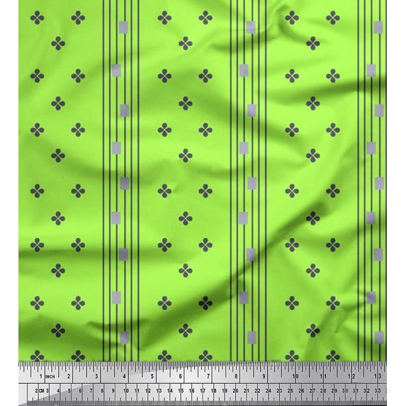 Soimoi Green Cotton Jersey Fabric Pannahazar Jamdani Print Sewing Fabric Yard 58 Inch Wide