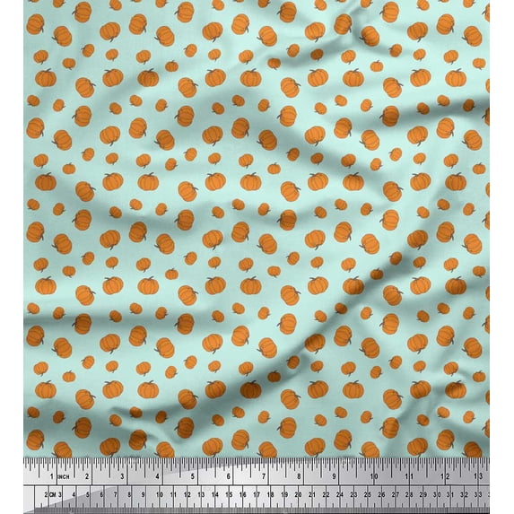 Soimoi Green Cotton Jersey Fabric Pumpkin Vegetable Printed Fabric 1 Yard 58 Inch Wide