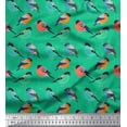 thumbnail image 1 of Soimoi Green Cotton Jersey Fabric Rufous Flycatcher Bird Print Fabric by the Yard 64 Inch Wide, 1 of 3