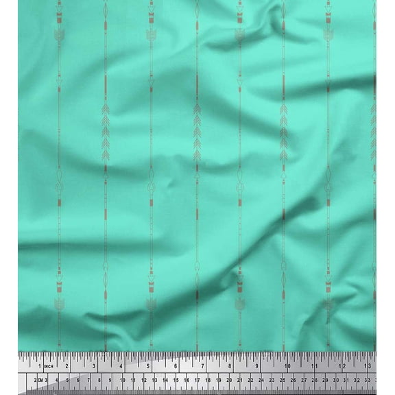 Soimoi Green Cotton Jersey Fabric Stripe Arrow Decor Fabric Printed Yard 64 Inch Wide