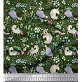 thumbnail image 1 of Soimoi Green Cotton Jersey Fabric Unicorn & Floral Fabric Prints By Yard 58 Inch Wide, 1 of 3