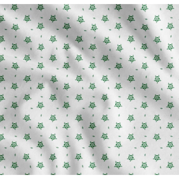 Soimoi Green Cotton Poplin Fabric Artistic Floral Printed Craft Fabric by the Yard 56 Inch Wide
