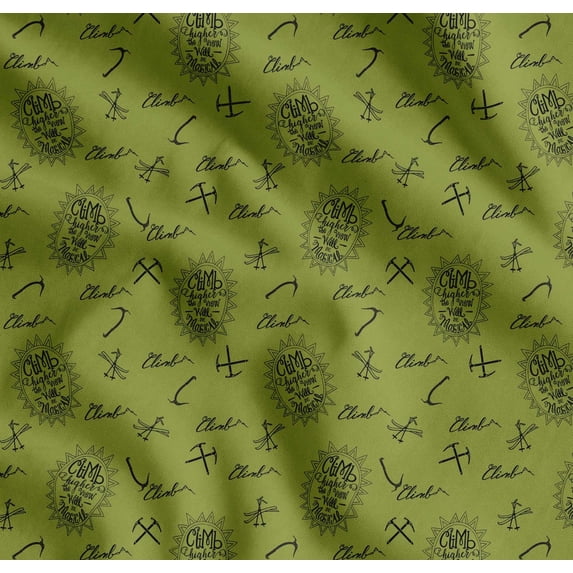 Soimoi Green Cotton Poplin Fabric Hardware Tools & Text Print Fabric by Yard 56 Inch Wide