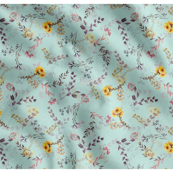 Soimoi Green Cotton Poplin Fabric Leaf Floral Fabric Prints By Yard 42 Inch Wide