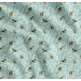 thumbnail image 1 of Soimoi Green Cotton Poplin Fabric Leaves & Flowerpecker Bird Printed Fabric 1 Yard 42 Inch Wide, 1 of 7
