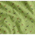 thumbnail image 1 of Soimoi Green Cotton Poplin Fabric Leaves & Flowerpecker Bird Printed Fabric 1 Yard 58 Inch Wide, 1 of 7