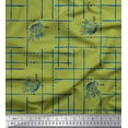 thumbnail image 1 of Soimoi Green Cotton Poplin Fabric Leaves & Geometric Printed Craft Fabric by the Yard 56 Inch Wide, 1 of 3