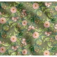 thumbnail image 1 of Soimoi Green Cotton Poplin Fabric Leaves & Ranunculus Floral Printed Craft Fabric by the Yard 56 Inch Wide, 1 of 7