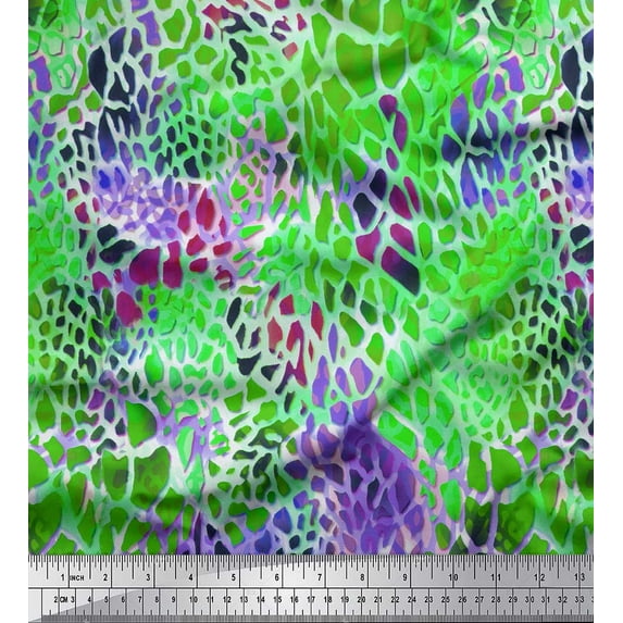 Soimoi Green Cotton Poplin Fabric Leopard Animal Skin Printed Craft Fabric by the Yard 56 Inch Wide