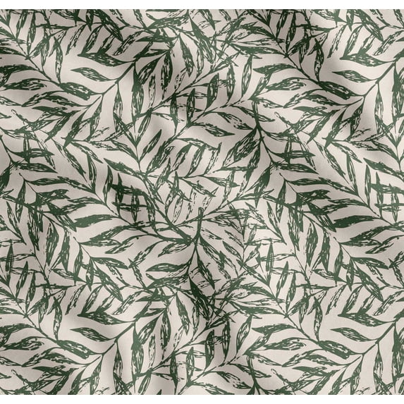 Soimoi Green Cotton Voile Fabric Artistic Leaves Decor Fabric Printed Yard 56 Inch Wide
