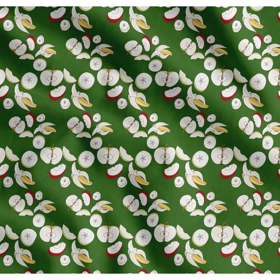 Soimoi Green Cotton Voile Fabric Banana & Fresh Print Sewing Fabric Yard 42 Inch Wide
