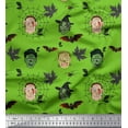thumbnail image 1 of Soimoi Green Cotton Voile Fabric Bat & Ghost Face Halloween Printed Craft Fabric by the Yard 42 Inch Wide, 1 of 3