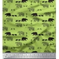 thumbnail image 1 of Soimoi Green Cotton Voile Fabric Bear & Text Print Fabric by Yard 42 Inch Wide, 1 of 3