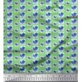 thumbnail image 1 of Soimoi Green Cotton Voile Fabric Bird Folk Art Printed Fabric 1 Yard 42 Inch Wide, 1 of 3