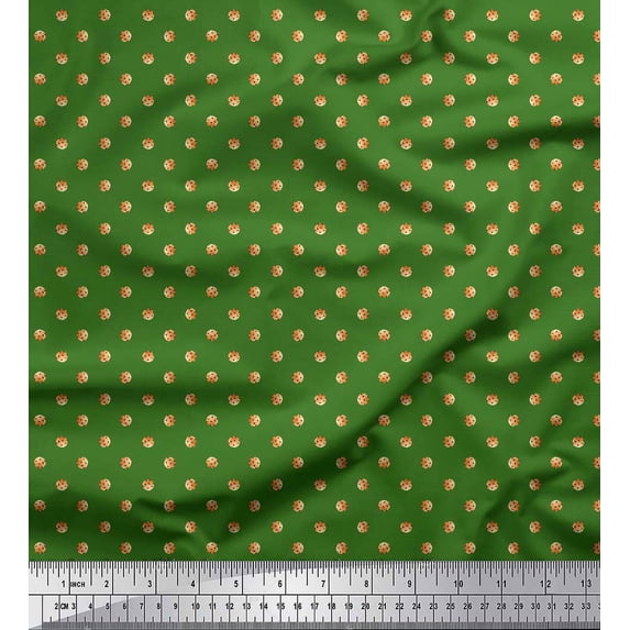 Soimoi Green Cotton Voile Fabric Cookies Food Print Fabric by the Yard 56 Inch Wide