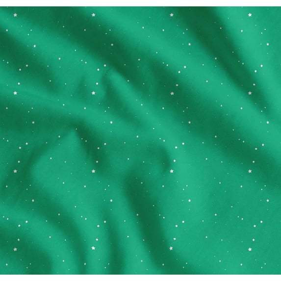 Soimoi Green Cotton Voile Fabric Dots & Star Printed Fabric 1 Yard 42 Inch Wide