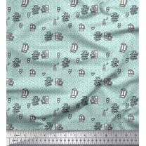 Soimoi Green Cotton Voile Fabric Its Always Coffee Time Text Fabric Prints By Yard 42 Inch Wide