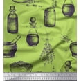 thumbnail image 1 of Soimoi Green Cotton Voile Fabric Lavender,Bottle & Mortar And Pestle Kitchen Decor Fabric Printed Yard 56 Inch Wide, 1 of 3