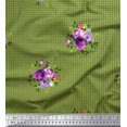 thumbnail image 1 of Soimoi Green Cotton Voile Fabric Leaves,Artistic Floral & Check Print Sewing Fabric BTY 42 Inch Wide, 1 of 3