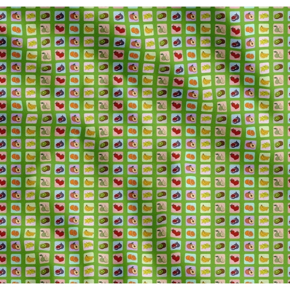 Soimoi Green Cotton Voile Fabric Mix Fruits Printed Craft Fabric by the Yard 56 Inch Wide