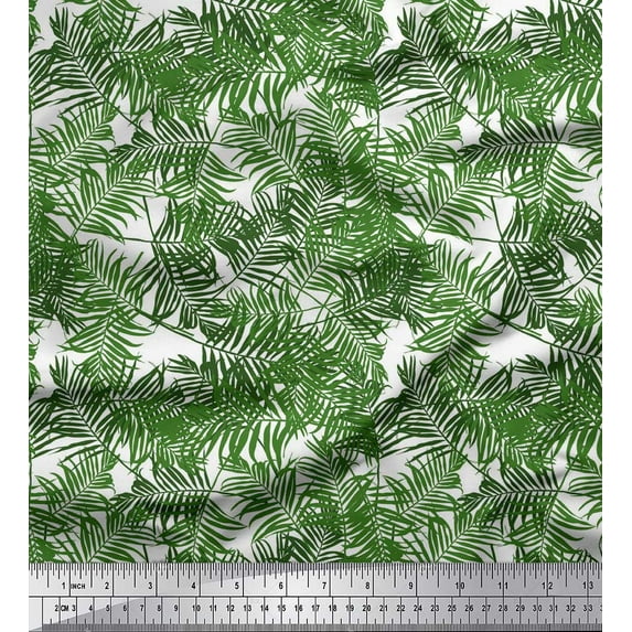 Soimoi Green Cotton Voile Fabric Pine Leaves Print Sewing Fabric Yard 42 Inch Wide