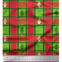 Soimoi Green Cotton Voile Fabric Plant & Check Printed Craft Fabric by the Yard 42 Inch Wide