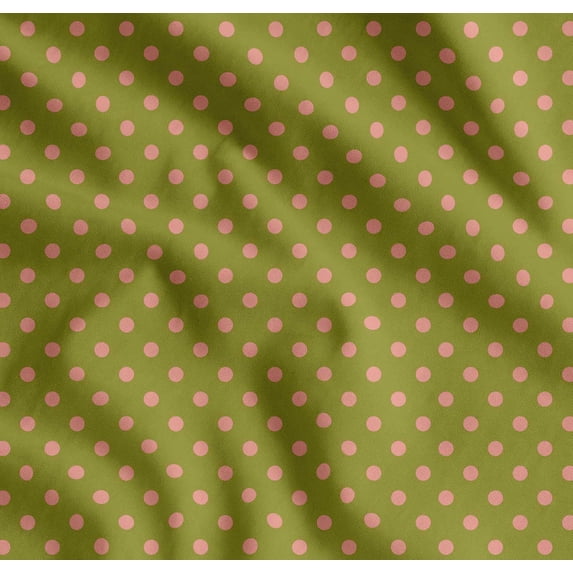 Soimoi Green Cotton Voile Fabric Polka Dots Print Fabric by the Yard 56 Inch Wide