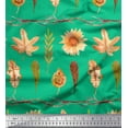 thumbnail image 1 of Soimoi Green Cotton Voile Fabric Sunflower & Autumn Leaves Print Fabric by Yard 42 Inch Wide, 1 of 3