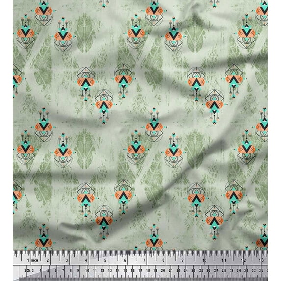 Soimoi Green Cotton Voile Fabric Tribal African Fabric Prints By Yard 42 Inch Wide
